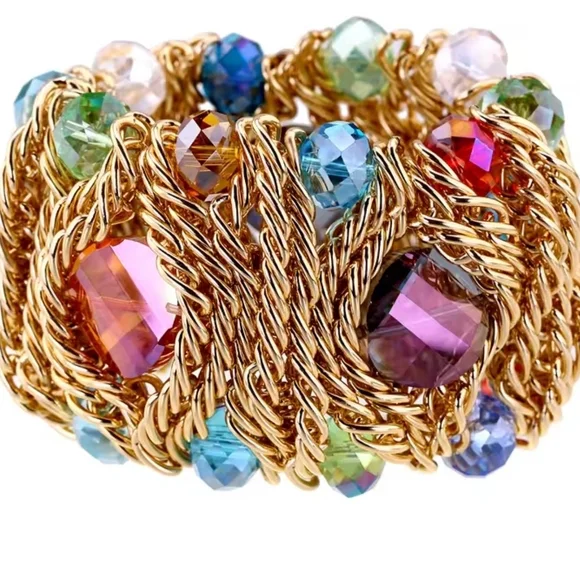 Gold Bracelet with Multicolor Gems - Picture 5 of 5